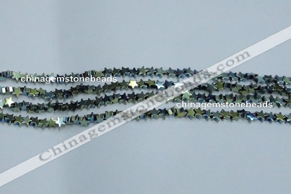 CHE941 15.5 inches 4mm star plated hematite beads wholesale