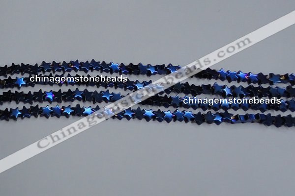 CHE942 15.5 inches 4mm star plated hematite beads wholesale