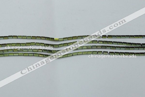 CHE957 15.5 inches 2*4mm cuboid plated hematite beads wholesale