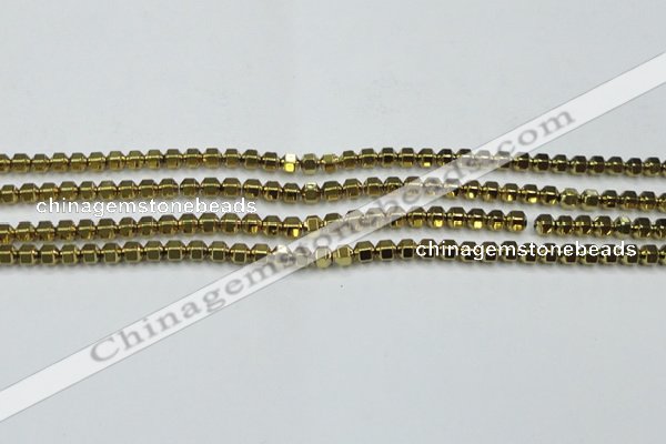 CHE983 15.5 inches 4*4mm plated hematite beads wholesale