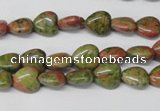 CHG01 15.5 inches 8*8mm heart unakite gemstone beads wholesale