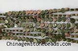 CHG100 15.5 inches 6mm flat heart unakite gemstone beads wholesale