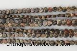 CHG108 15.5 inches 6mm flat heart leopardskin jasper beads wholesale