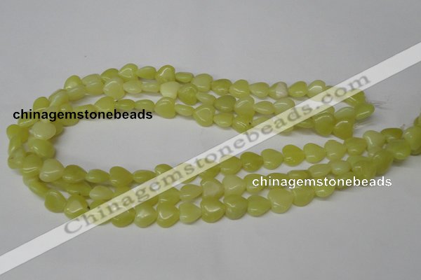 CHG16 15.5 inches 10*10mm heart lemon jade gemstone beads wholesale