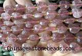 CHG302 15 inches 12mm faceted heart strawberry quartz beads