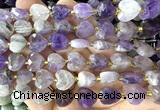 CHG303 15 inches 12mm faceted heart dogtooth amethyst beads