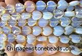 CHG307 15 inches 12mm faceted heart opalite beads wholesale