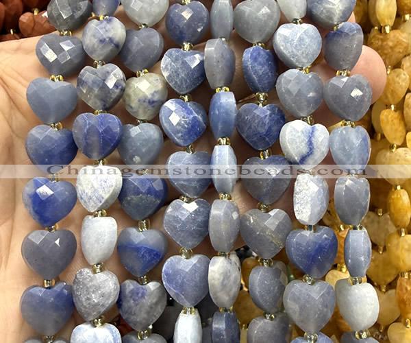CHG308 15 inches 12mm faceted heart blue aventurine jade beads