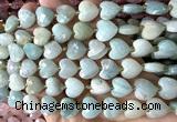 CHG310 15 inches 12mm faceted heart amazonite beads wholesale