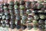 CHG315 15 inches 12mm faceted heart dragon blood jasper beads