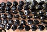 CHG320 15 inches 12mm faceted heart black obsidian beads