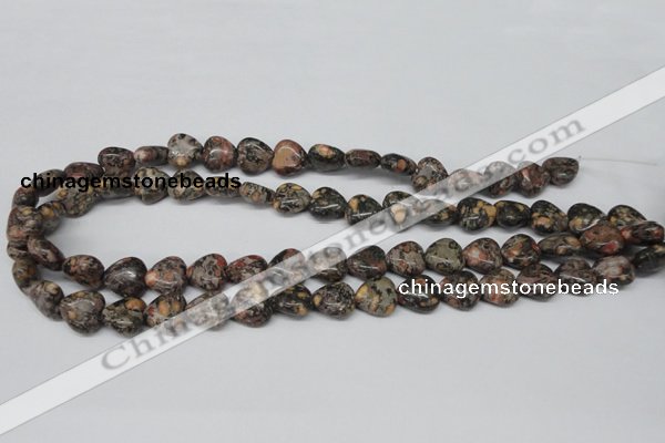 CHG35 12*12mm heart red leopard skin jasper beads wholesale