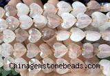 CHG352 15 inches 14mm faceted heart red quartz beads wholesale