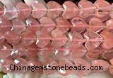 CHG354 15 inches 14mm faceted heart cherry quartz beads
