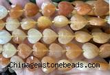 CHG357 15 inches 14mm faceted heart red aventurine jade beads