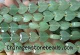 CHG359 15 inches 14mm faceted heart green aventurine jade beads