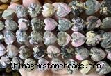 CHG373 15 inches 14mm faceted heart rhodonite gemstone beads