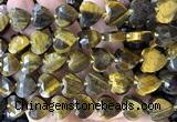 CHG375 15 inches 14mm faceted heart yellow tiger eye beads