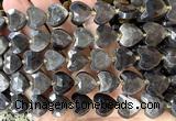 CHG376 15 inches 14mm faceted heart silver obsidian beads
