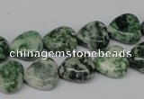 CHG38 15.5 inches 12*12mm heart green spot jasper beads wholesale