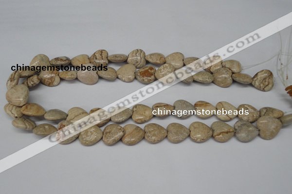 CHG41 15.5 inches 14*14mm heart picture jasper beads wholesale