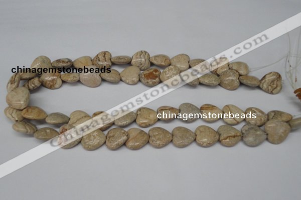 CHG41 15.5 inches 14*14mm heart picture jasper beads wholesale