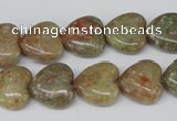 CHG45 15.5 inches 14*14mm heart New unakite gemstone beads wholesale