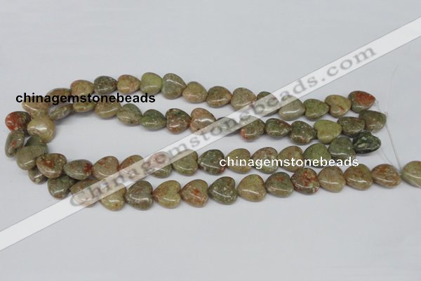 CHG45 15.5 inches 14*14mm heart New unakite gemstone beads wholesale