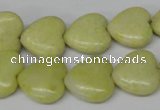 CHG52 15.5 inches 14*14mm heart lemon jade gemstone beads wholesale