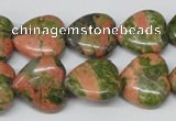 CHG60 15.5 inches 16*16mm heart unakite gemstone beads wholesale