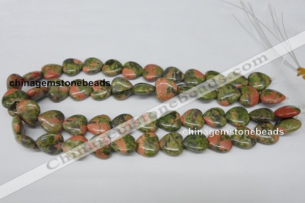 CHG60 15.5 inches 16*16mm heart unakite gemstone beads wholesale