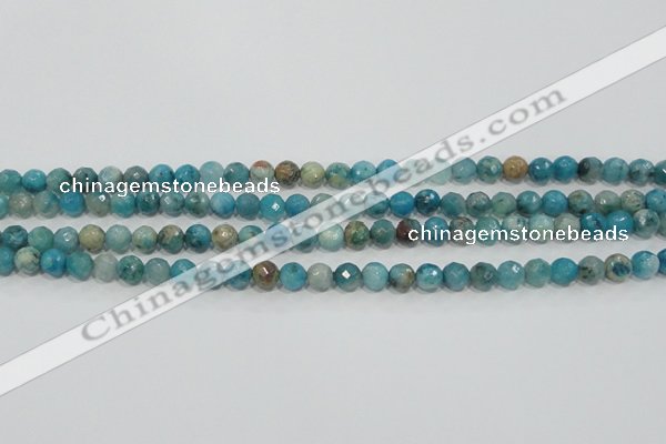 CHM211 15.5 inches 6mm faceted round blue hemimorphite beads