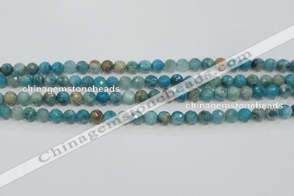 CHM212 15.5 inches 8mm faceted round blue hemimorphite beads