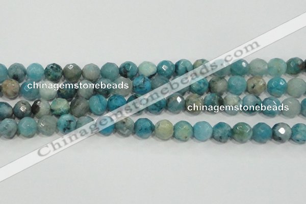 CHM215 15.5 inches 14mm faceted round blue hemimorphite beads