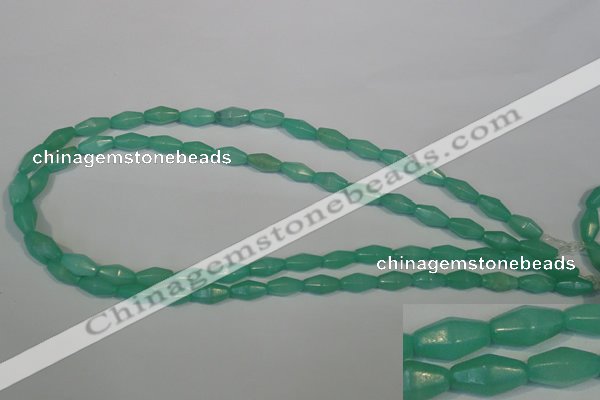 CHM24 15.5 inches 6*12mm faceted rice green hemimorphite beads