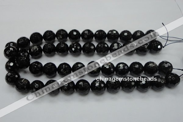 CHS06 15.5 inches 16mm faceted round natural hypersthene gemstone beads