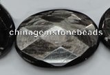 CHS10 15.5 inches 30*40mm faceted oval natural hypersthene gemstone beads