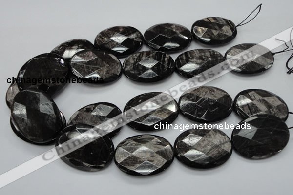 CHS10 15.5 inches 30*40mm faceted oval natural hypersthene gemstone beads