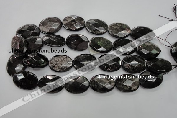 CHS16 15.5 inches 22*30mm faceted oval natural hypersthene beads