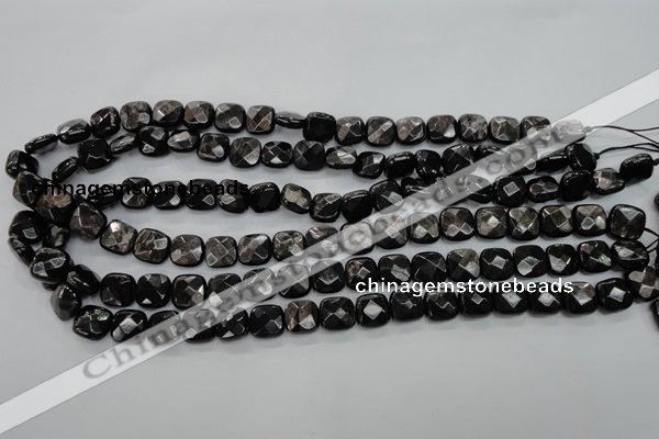 CHS25 15.5 inches 10*10mm faceted square natural hypersthene beads