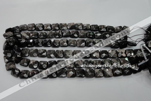 CHS26 15.5 inches 12*12mm faceted square natural hypersthene beads