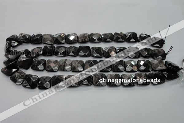 CHS27 15.5 inches 15*15mm faceted square natural hypersthene beads