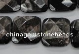 CHS28 15.5 inches 20*20mm faceted square natural hypersthene beads