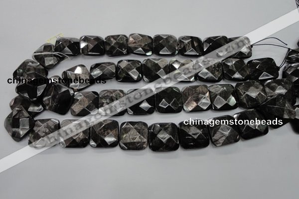 CHS28 15.5 inches 20*20mm faceted square natural hypersthene beads
