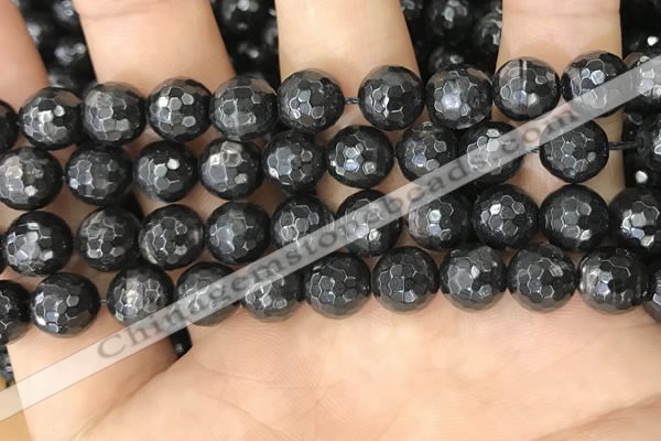 CHS46 15.5 inches 10mm faceted round natural hypersthene beads