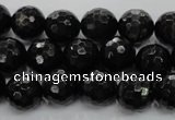 CHS47 15.5 inches 12mm faceted round natural hypersthene beads