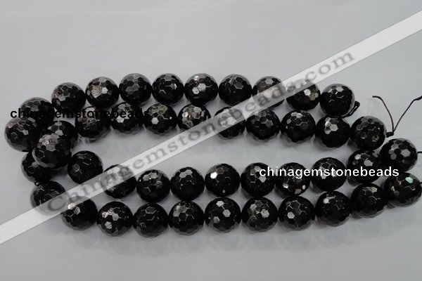 CHS50 15.5 inches 18mm faceted round natural hypersthene beads