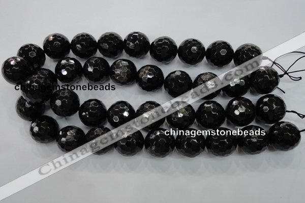 CHS51 15.5 inches 20mm faceted round natural hypersthene beads