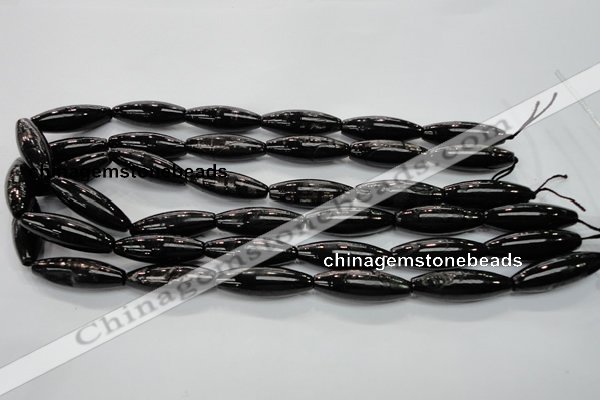 CHS56 15.5 inches 10*30mm rice natural hypersthene beads