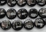 CHS61 15.5 inches 12mm flat round natural hypersthene beads